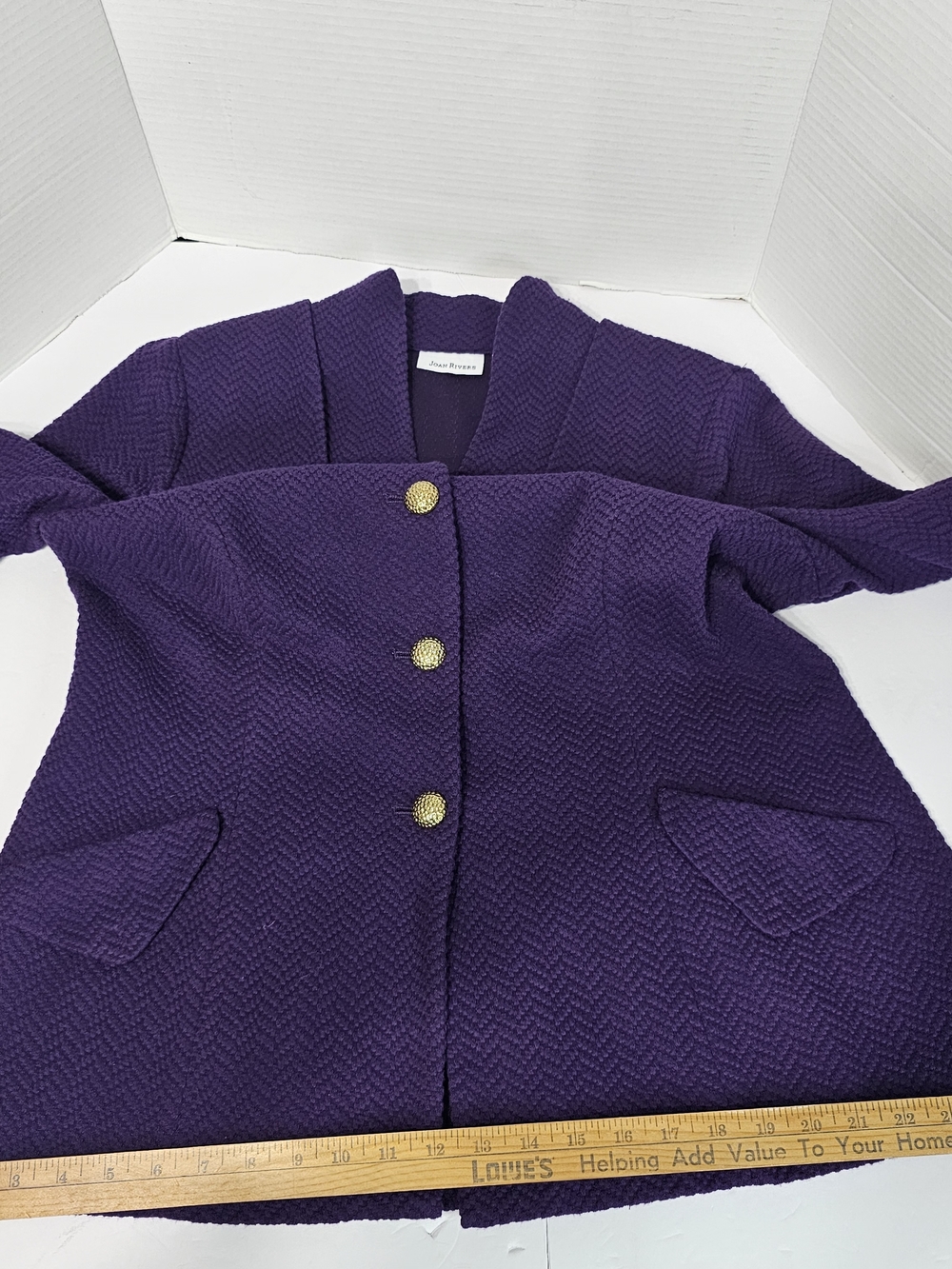 JOAN RIVERS Purple Textured Button-Front Jacket - Picture 7 of 14